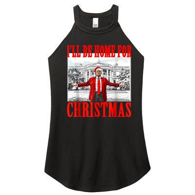 ILl Be Home For Christmas Santa Funny Trump Xmas Pajamas Women's Perfect Tri Rocker Tank