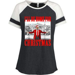 ILl Be Home For Christmas Santa Funny Trump Xmas Pajamas Enza Ladies Jersey Colorblock Tee