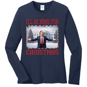 ILl Be Home For Christmas Ladies Long Sleeve Shirt