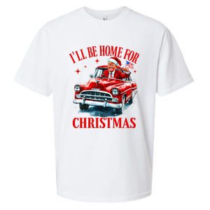 ILl Be Home For Christmas Funny Santa Claus Trump 2024 Sueded Cloud Jersey T-Shirt