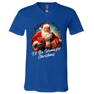 ILl Be Home For Christmas – Trump Santa Funny Graphic Meaningful Gift V-Neck T-Shirt