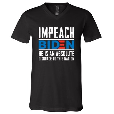 Impeach Biden He Is An Absolute Disgrace To This Nation V-Neck T-Shirt