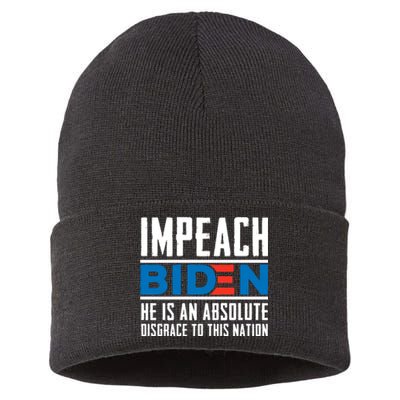 Impeach Biden He Is An Absolute Disgrace To This Nation Sustainable Knit Beanie