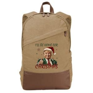 ILl Be Home For Christmas Funny Santa Claus Trump 2024 Cotton Canvas Backpack