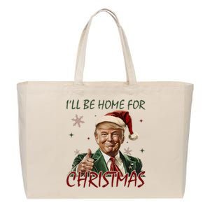 ILl Be Home For Christmas Funny Santa Claus Trump 2024 Cotton Canvas Jumbo Tote