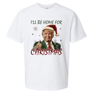 ILl Be Home For Christmas Funny Santa Claus Trump 2024 Sueded Cloud Jersey T-Shirt