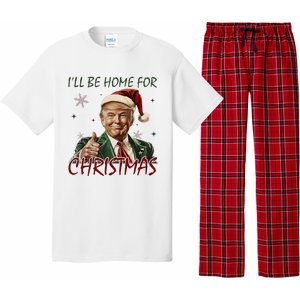 ILl Be Home For Christmas Funny Santa Claus Trump 2024 Pajama Set