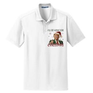 ILl Be Home For Christmas Funny Santa Claus Trump 2024 Dry Zone Grid Polo