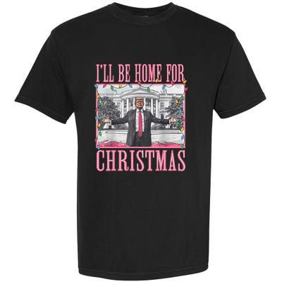 ILl Be Home For Christmas Santa Funny Trump Xmas Pajamas Garment-Dyed Heavyweight T-Shirt