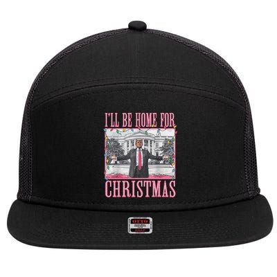 ILl Be Home For Christmas Santa Funny Trump Xmas Pajamas 7 Panel Mesh Trucker Snapback Hat