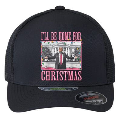 ILl Be Home For Christmas Santa Funny Trump Xmas Pajamas Flexfit Unipanel Trucker Cap