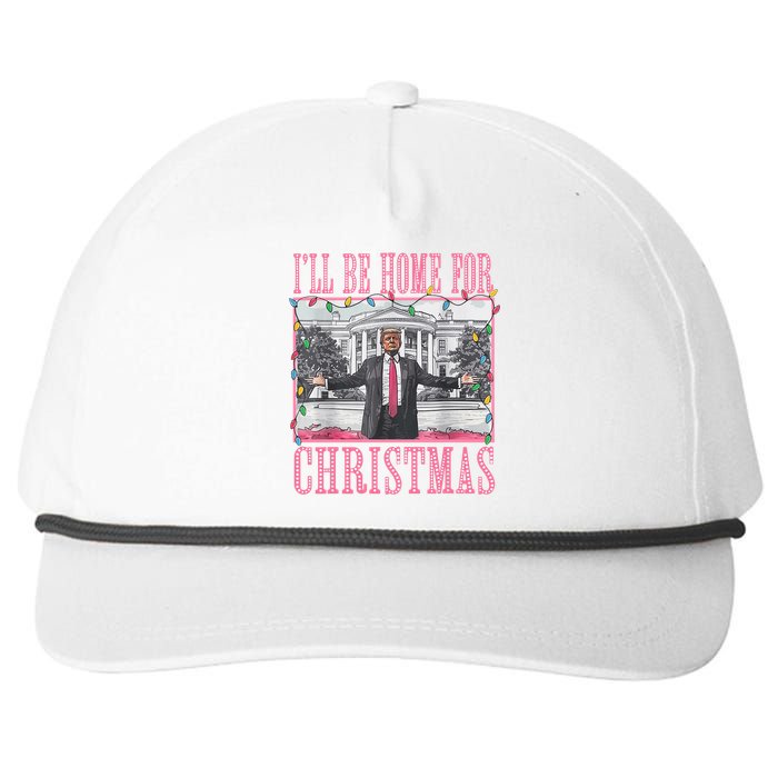 ILl Be Home For Christmas Santa Funny Trump Xmas Pajamas Snapback Five-Panel Rope Hat