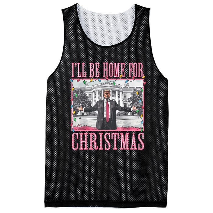 ILl Be Home For Christmas Santa Funny Trump Xmas Pajamas Mesh Reversible Basketball Jersey Tank