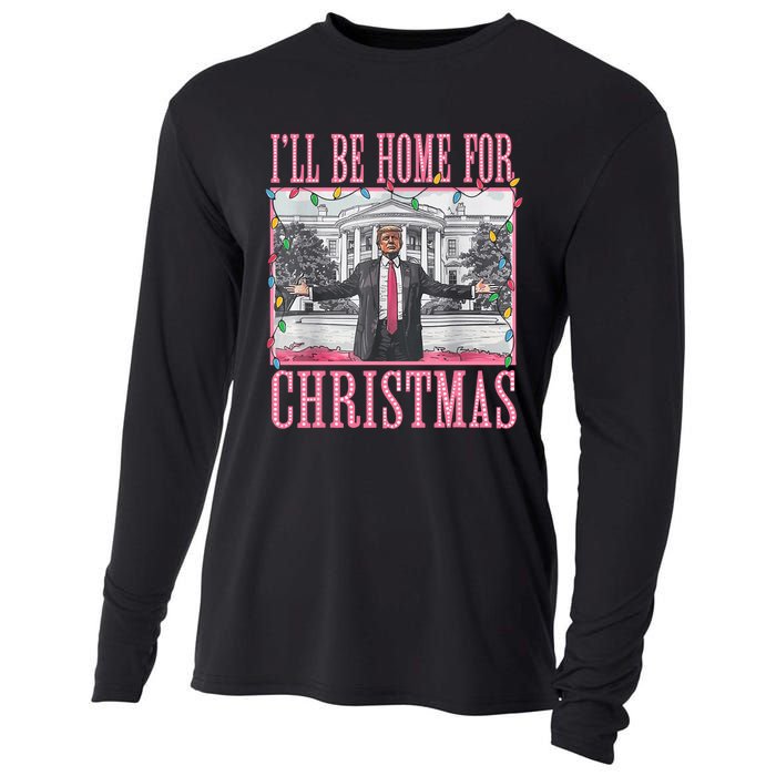 ILl Be Home For Christmas Santa Funny Trump Xmas Pajamas Cooling Performance Long Sleeve Crew