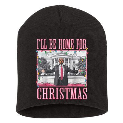 ILl Be Home For Christmas Santa Funny Trump Xmas Pajamas Short Acrylic Beanie