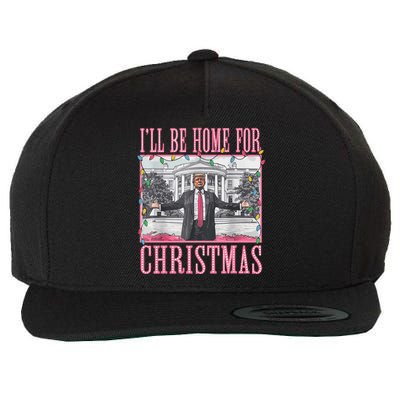 ILl Be Home For Christmas Santa Funny Trump Xmas Pajamas Wool Snapback Cap