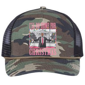 ILl Be Home For Christmas Santa Funny Trump Xmas Pajamas Retro Rope Trucker Hat Cap