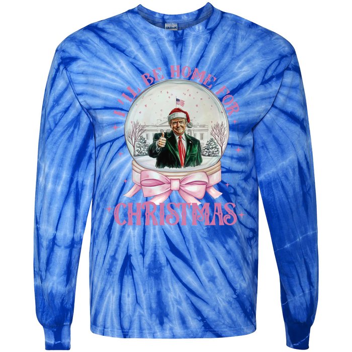 ILl Be Home For Christmas Trump Xmas 2024 Cute Gift Tie-Dye Long Sleeve Shirt