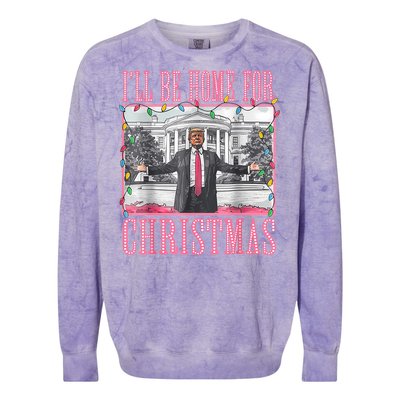 ILl Be Home For Christmas Santa Funny Trump Xmas Pajamas Colorblast Crewneck Sweatshirt