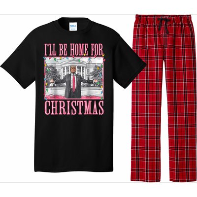 ILl Be Home For Christmas Santa Funny Trump Xmas Pajamas Pajama Set