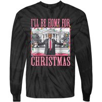 ILl Be Home For Christmas Santa Funny Trump Xmas Pajamas Tie-Dye Long Sleeve Shirt