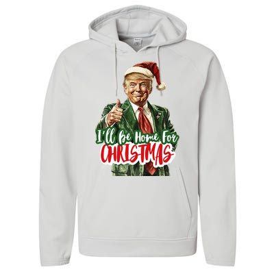 ILl Be Home For Christmas Santa Trump Xmas Pajamas Funny Performance Fleece Hoodie