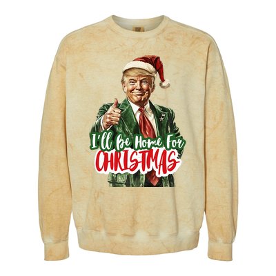 ILl Be Home For Christmas Santa Trump Xmas Pajamas Funny Colorblast Crewneck Sweatshirt