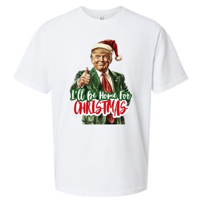 ILl Be Home For Christmas Santa Trump Xmas Pajamas Funny Sueded Cloud Jersey T-Shirt