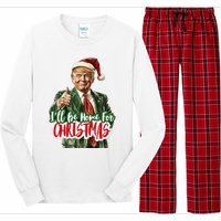 ILl Be Home For Christmas Santa Trump Xmas Pajamas Funny Long Sleeve Pajama Set