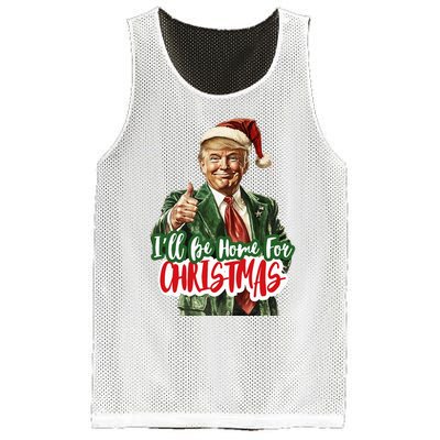 ILl Be Home For Christmas Santa Trump Xmas Pajamas Funny Mesh Reversible Basketball Jersey Tank