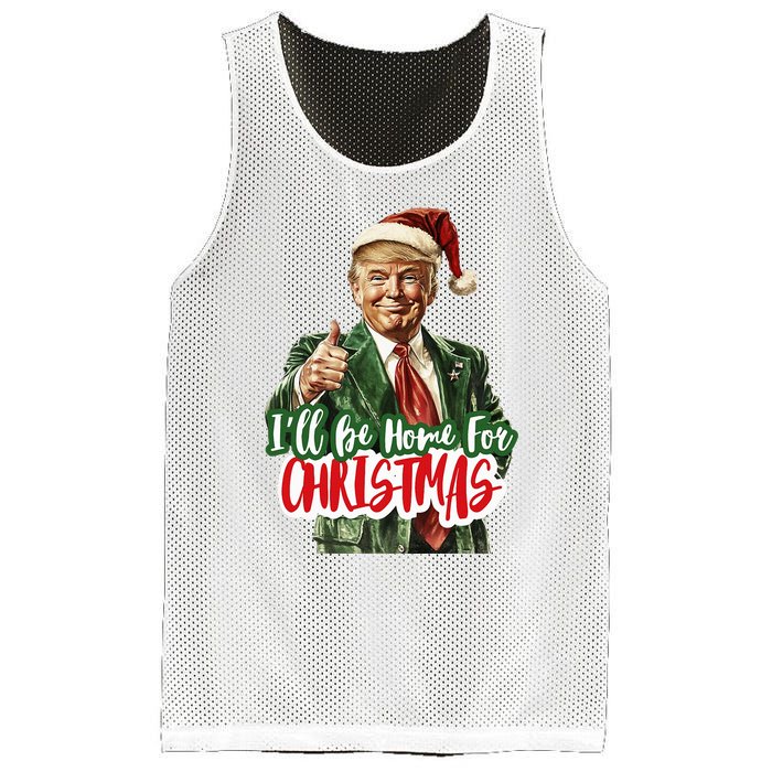 ILl Be Home For Christmas Santa Trump Xmas Pajamas Funny Mesh Reversible Basketball Jersey Tank