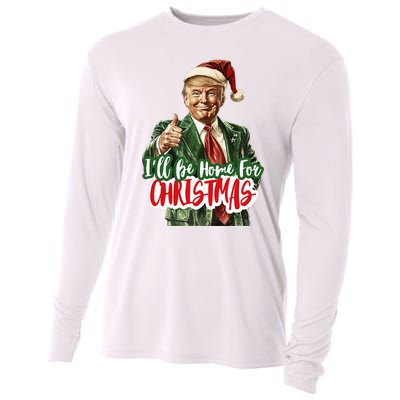 ILl Be Home For Christmas Santa Trump Xmas Pajamas Funny Cooling Performance Long Sleeve Crew