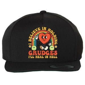 I Believe In Holding Grudges Ill Heal In Hell Rainbow Heart Gift Wool Snapback Cap