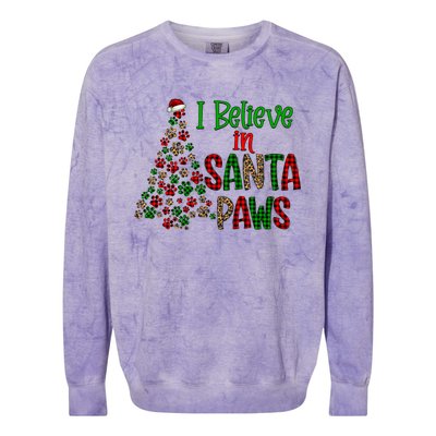 I Believe In Santa Paws Chrismas Dog Mom Leopard Print Cute Gift Colorblast Crewneck Sweatshirt