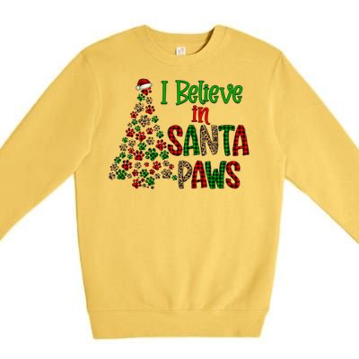 I Believe In Santa Paws Chrismas Dog Mom Leopard Print Cute Gift Premium Crewneck Sweatshirt