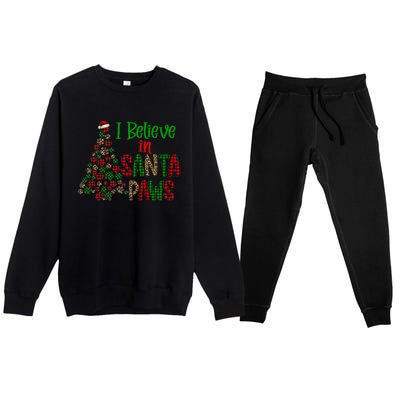 I Believe In Santa Paws Chrismas Dog Mom Leopard Print Cute Gift Premium Crewneck Sweatsuit Set