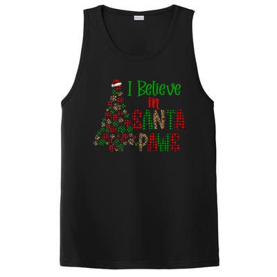 I Believe In Santa Paws Chrismas Dog Mom Leopard Print Cute Gift PosiCharge Competitor Tank