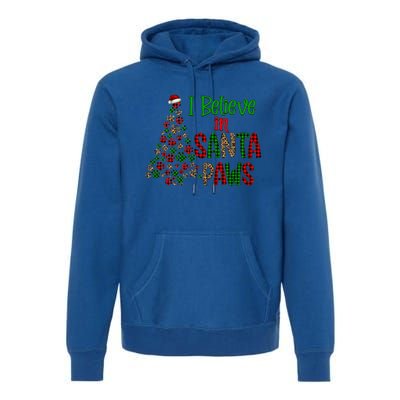 I Believe In Santa Paws Chrismas Dog Mom Leopard Print Cute Gift Premium Hoodie