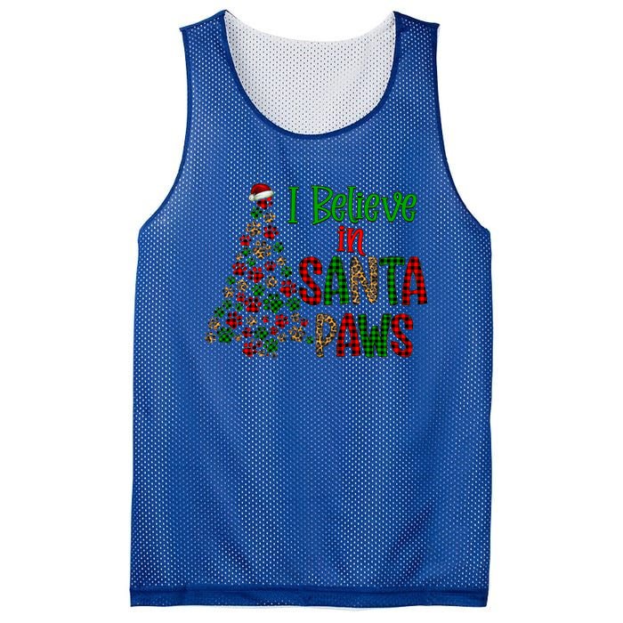 I Believe In Santa Paws Chrismas Dog Mom Leopard Print Cute Gift Mesh Reversible Basketball Jersey Tank