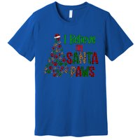 I Believe In Santa Paws Chrismas Dog Mom Leopard Print Cute Gift Premium T-Shirt