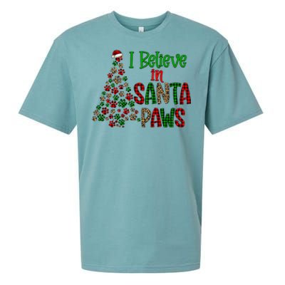 I Believe In Santa Paws Chrismas Dog Mom Leopard Print Cute Gift Sueded Cloud Jersey T-Shirt