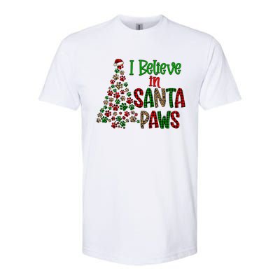 I Believe In Santa Paws Chrismas Dog Mom Leopard Print Cute Gift Softstyle CVC T-Shirt