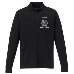 I Believe In Santa Paws Dog Lover Christmas Gift Performance Long Sleeve Polo