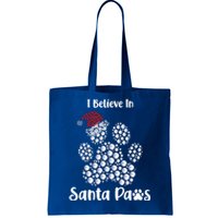 I Believe In Santa Paws Dog Lover Christmas Gift Tote Bag