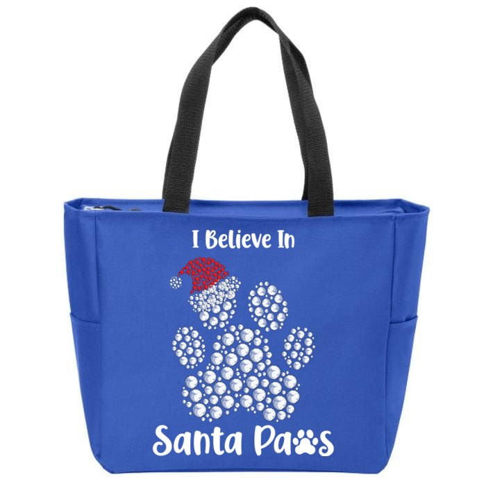 I Believe In Santa Paws Dog Lover Christmas Gift Zip Tote Bag