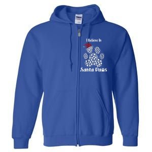 I Believe In Santa Paws Dog Lover Christmas Gift Full Zip Hoodie