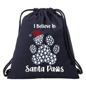 I Believe In Santa Paws Dog Lover Christmas Gift Drawstring Bag