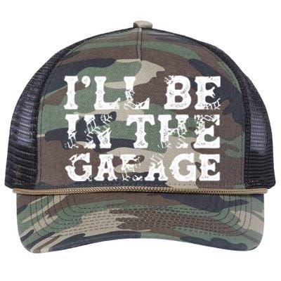 ILl Be In The Garage Auto Mechanic Project Car Sweat Retro Rope Trucker Hat Cap