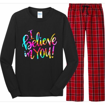 I Believe In You Tie Dye Teacher Test Day Testing Long Sleeve Pajama Set