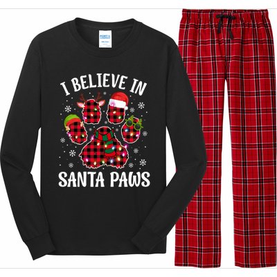 I Believe In Santa Paws Funny Dog Hat Christmas Xmas Cool Gift Long Sleeve Pajama Set